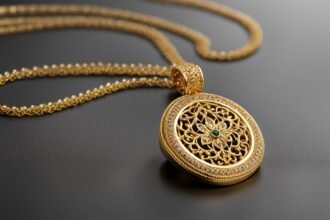 gold necklace with small pendant